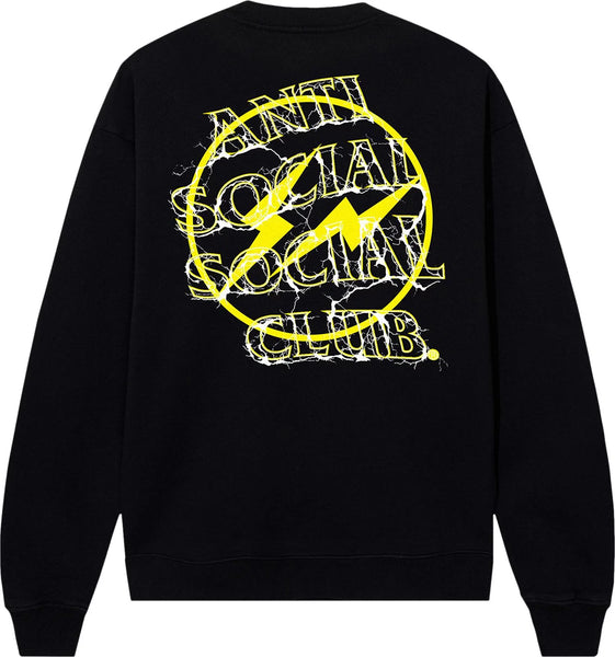 Anti Social Social Club x Fragment Design Bolt Crewneck -  Black/Yellow