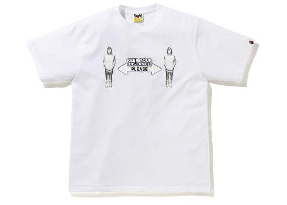 BAPE SOCIAL DISTANCE Shark Figure Tee White