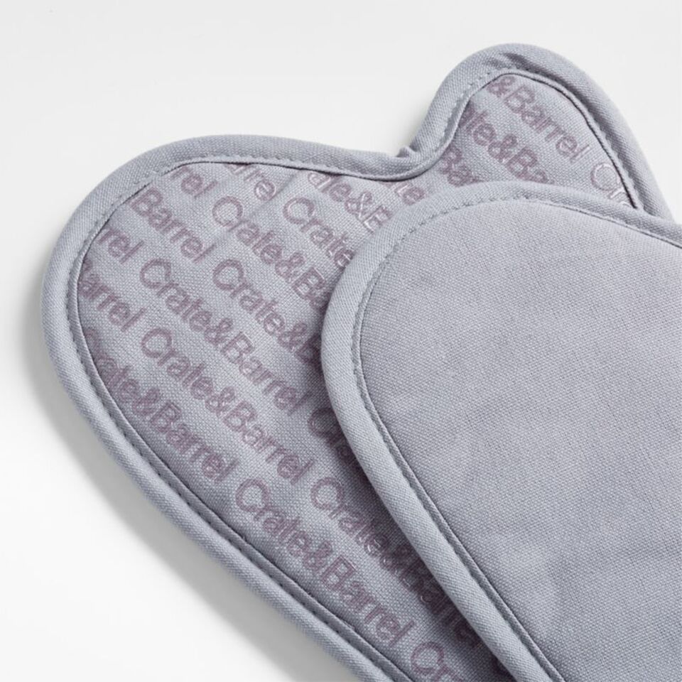 Crate & Barrel - Silicone Grip Alloy Grey Double Oven Mitt