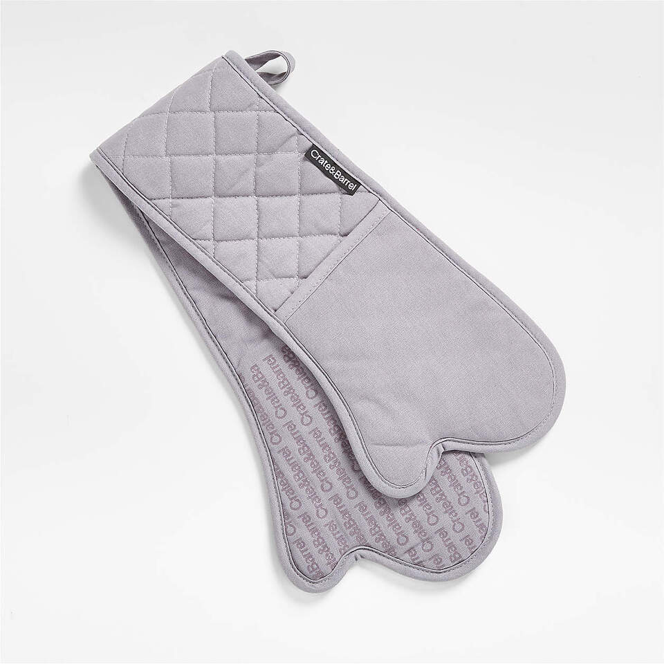 Crate & Barrel - Silicone Grip Alloy Grey Double Oven Mitt