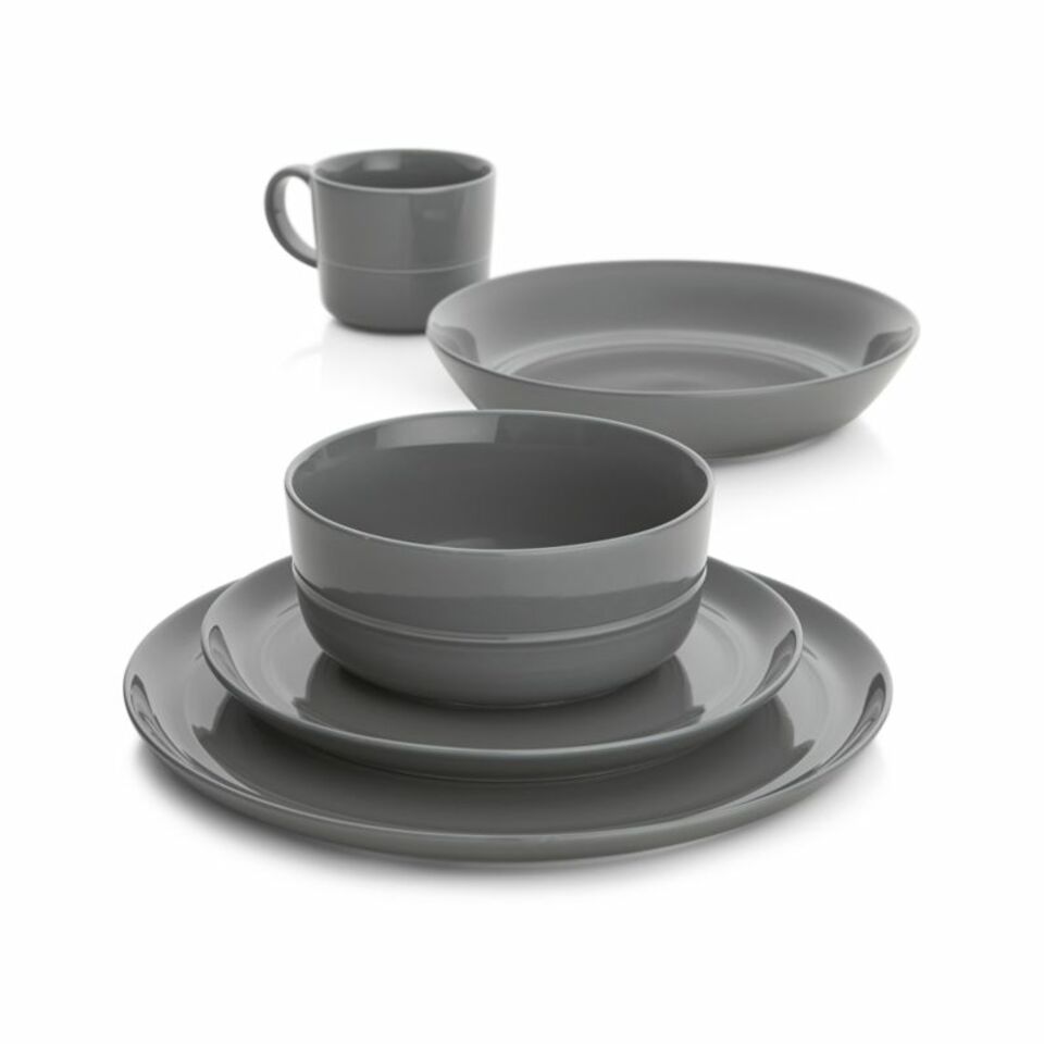 Crate & Barrel - Hue Dark Grey Low Bowl