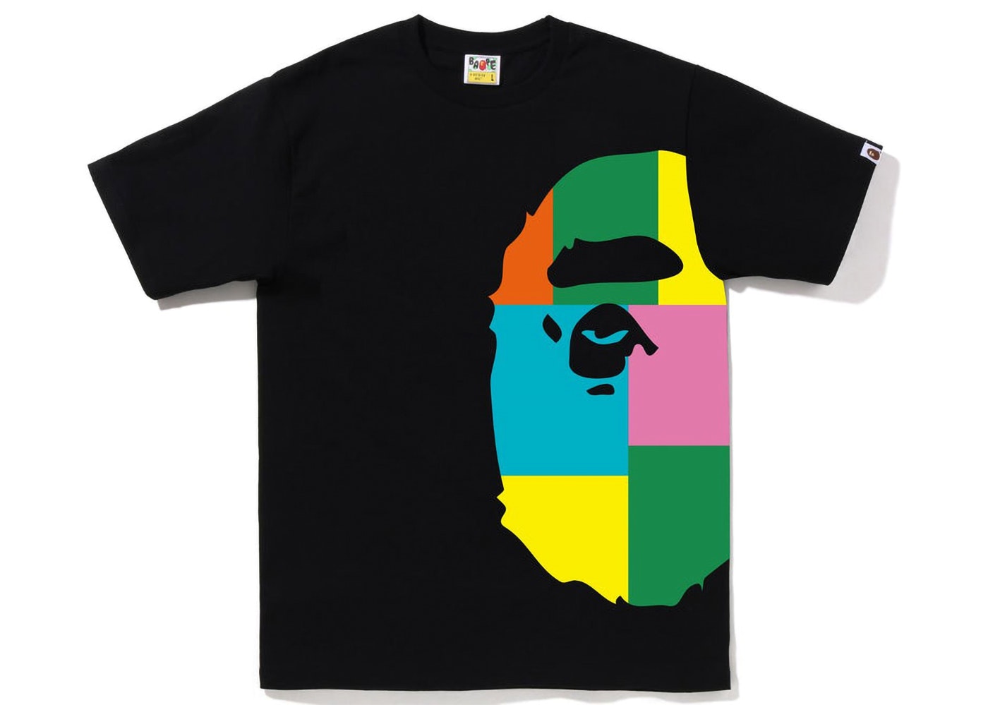 BAPE Color Block Side Big Ape Head Tee Black Multi