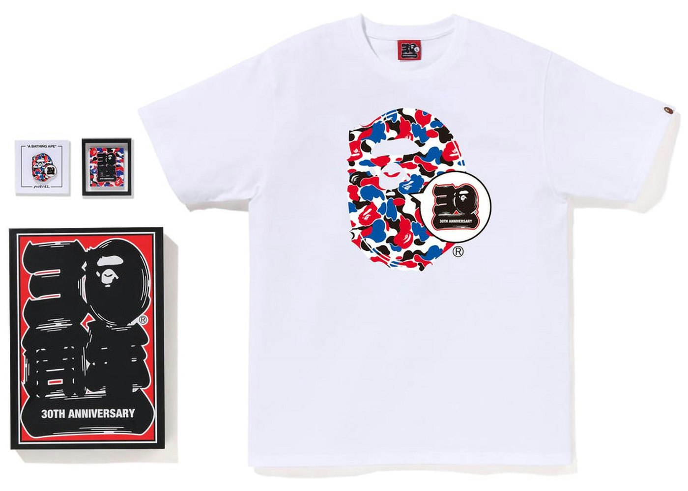 BAPE Store Isetan Men's Bape 30th Anniversary Ape Head Tee Set White