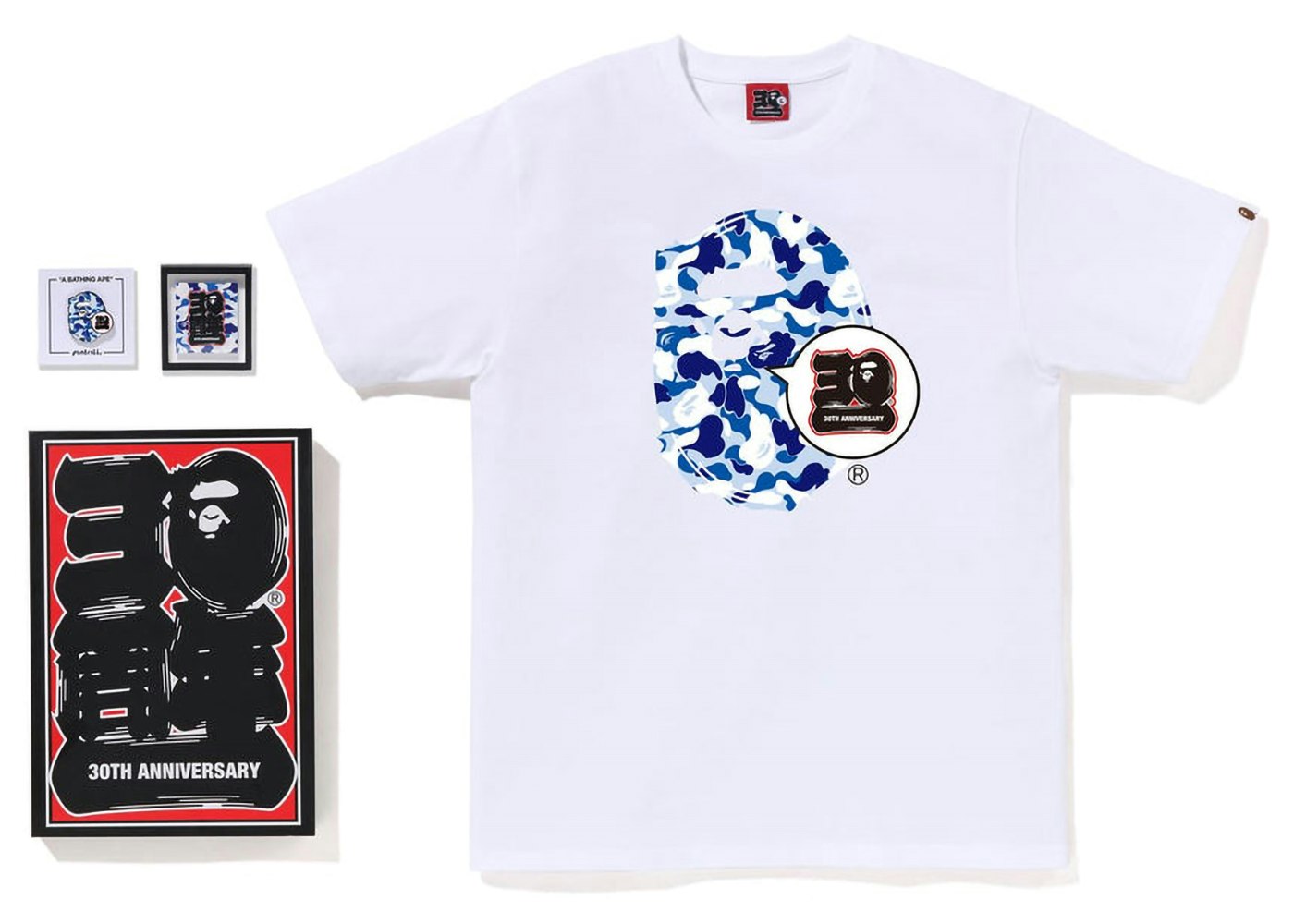 BAPE Store Harajuku Bape 30th Anniversary Ape Head Tee Set White 1