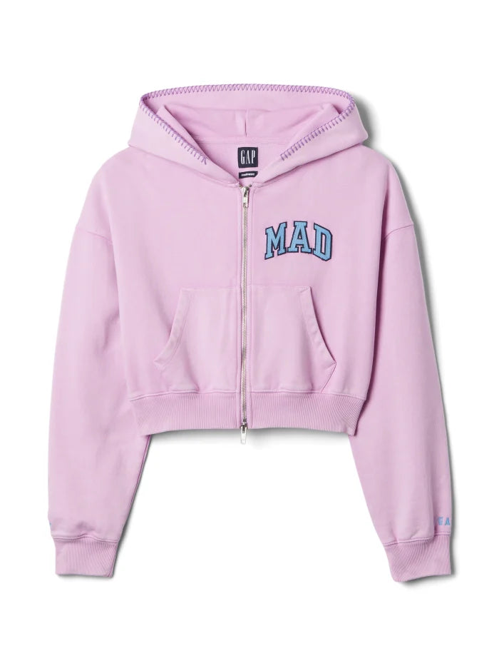 Gap - MadHappy - Full Zip Cropped Mad Hoodie - Lavendar