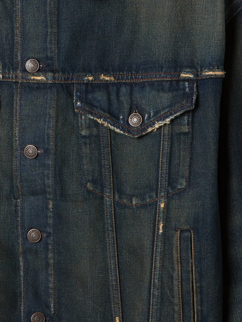 Gap - MadHappy - Distressed Denim Trucker Jacket - Dark Wash