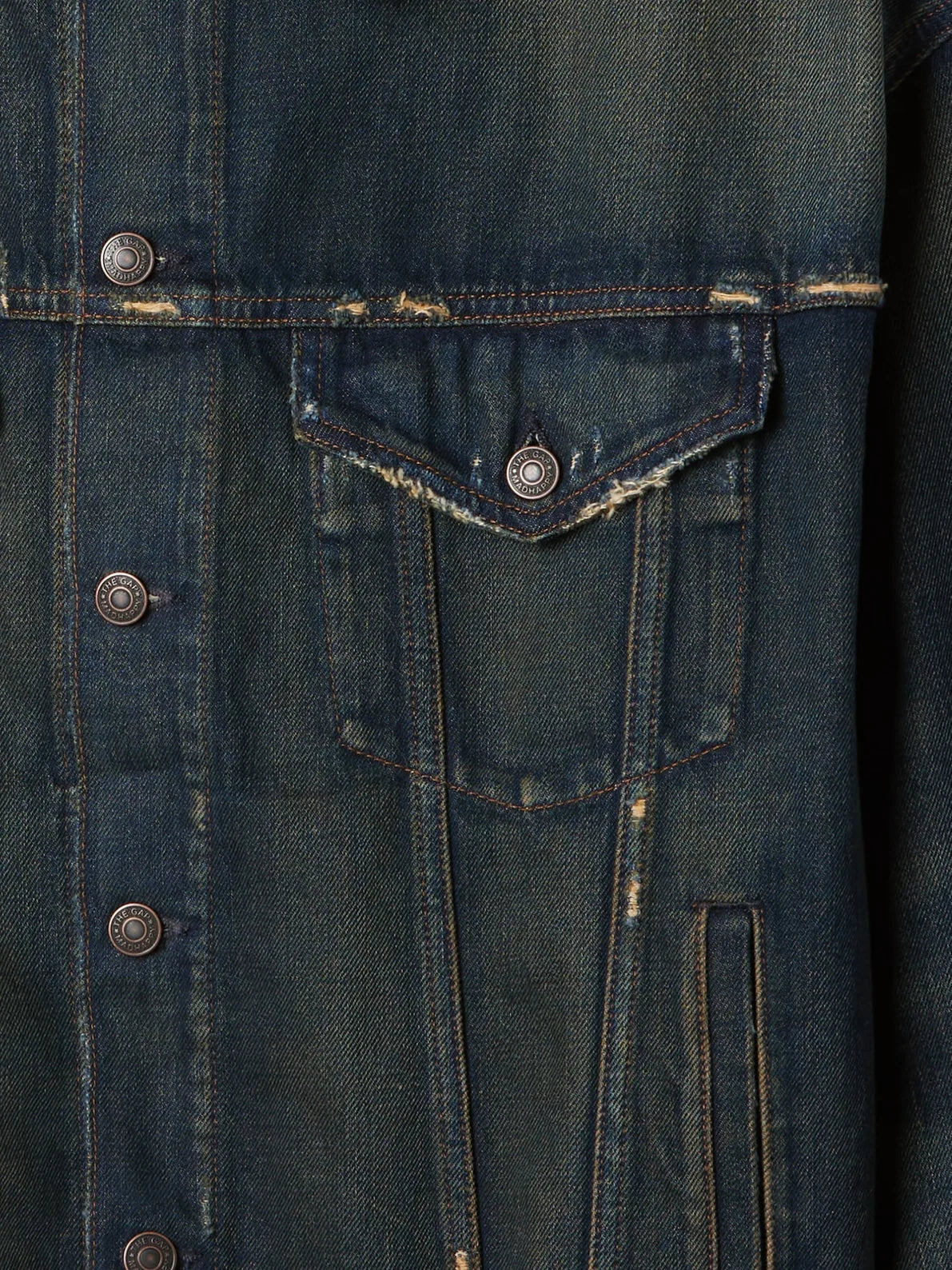 Gap - MadHappy - Distressed Denim Trucker Jacket - Dark Wash