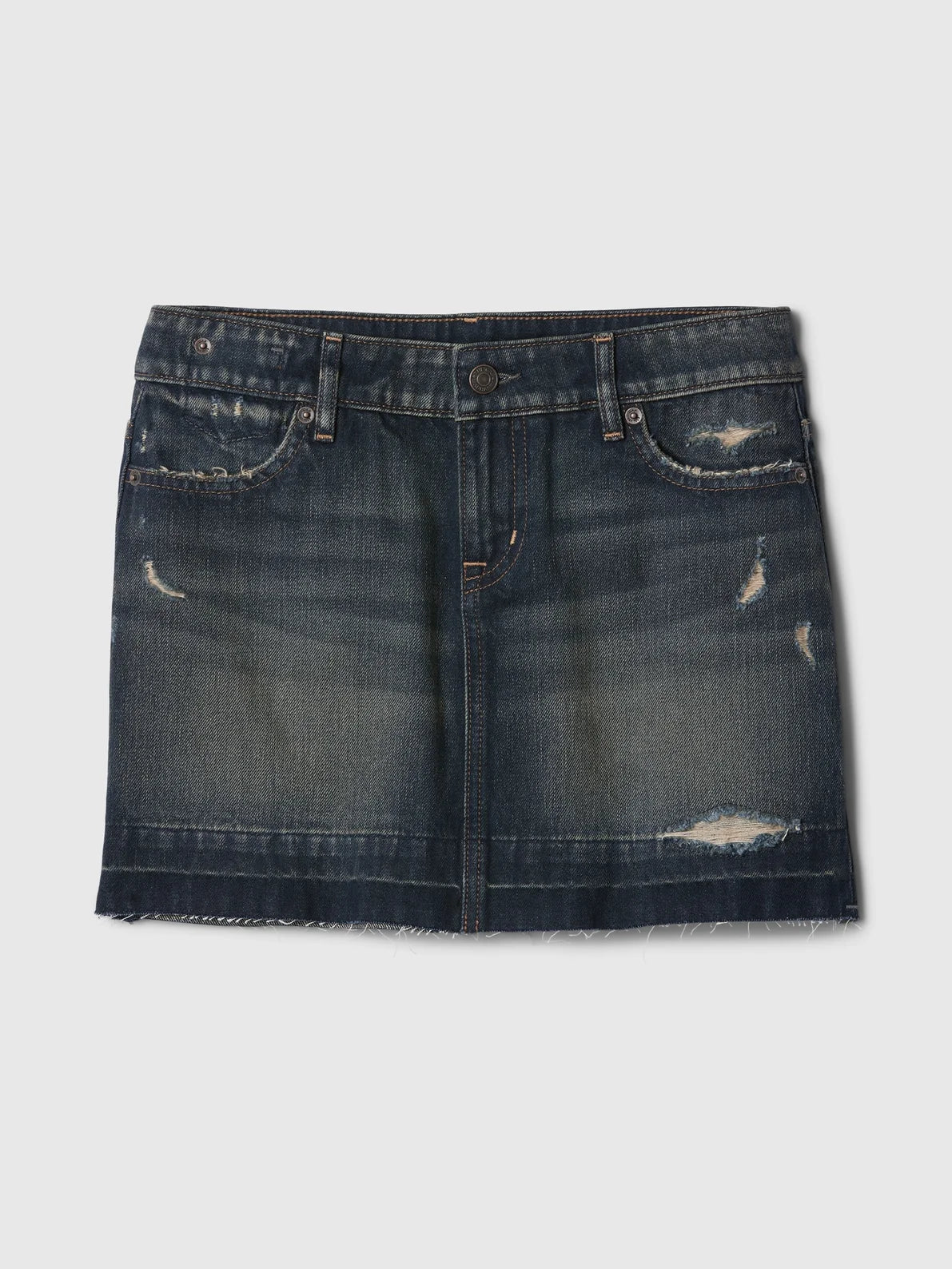 Gap - MadHappy - Distressed Denim Skirt - Dark Wash