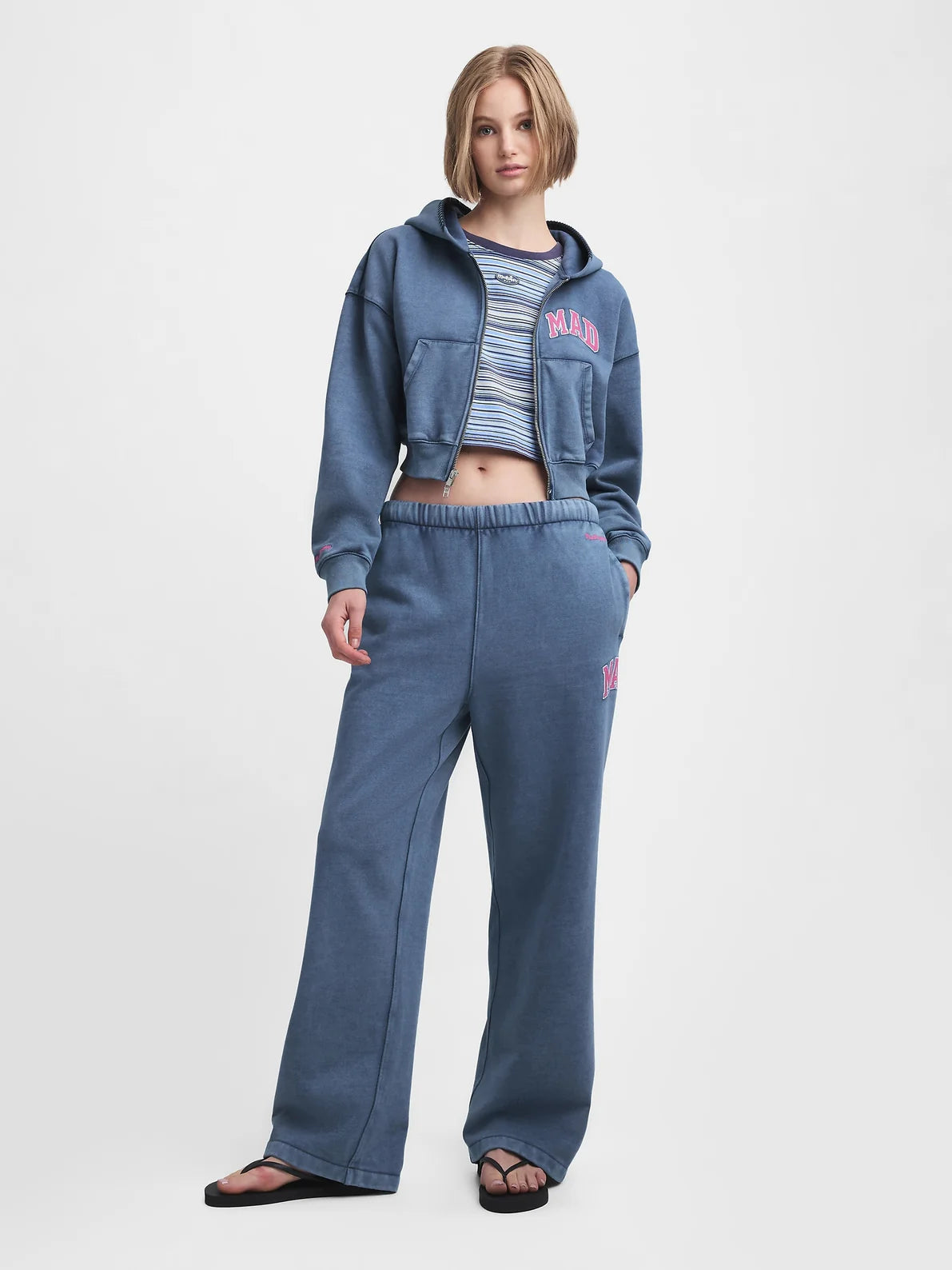 Gap - MadHappy - Full Zip Cropped Mad Hoodie - Navy