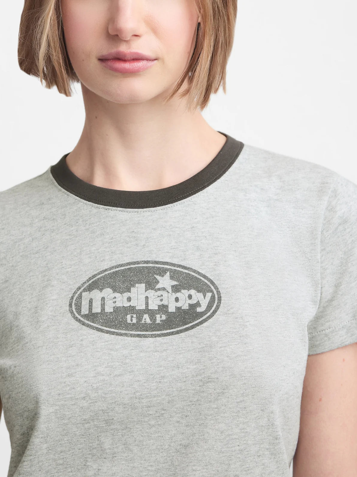 Gap - MadHappy - Ringer Tee - Heather Grey