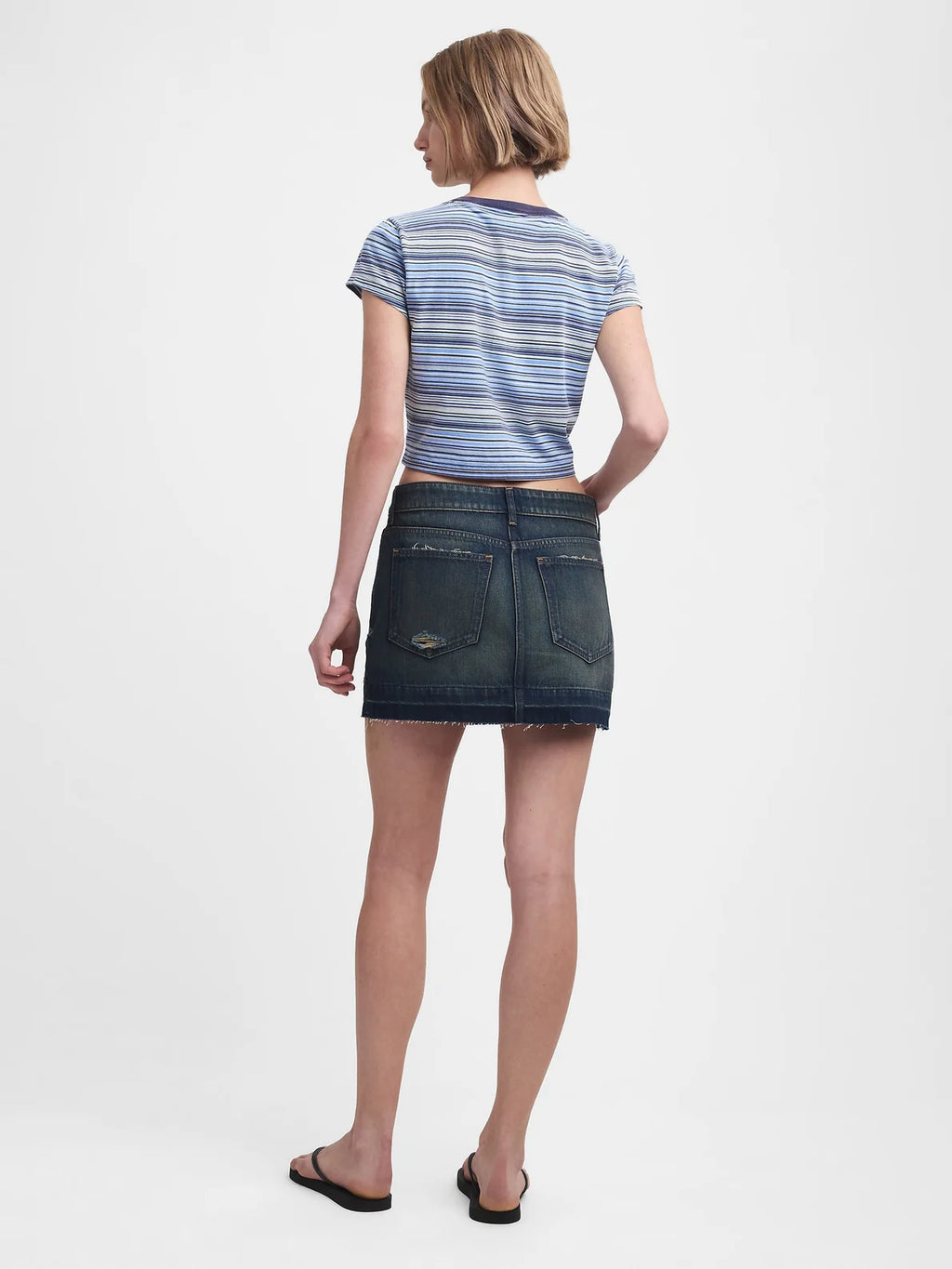 Gap - MadHappy - Distressed Denim Skirt - Dark Wash