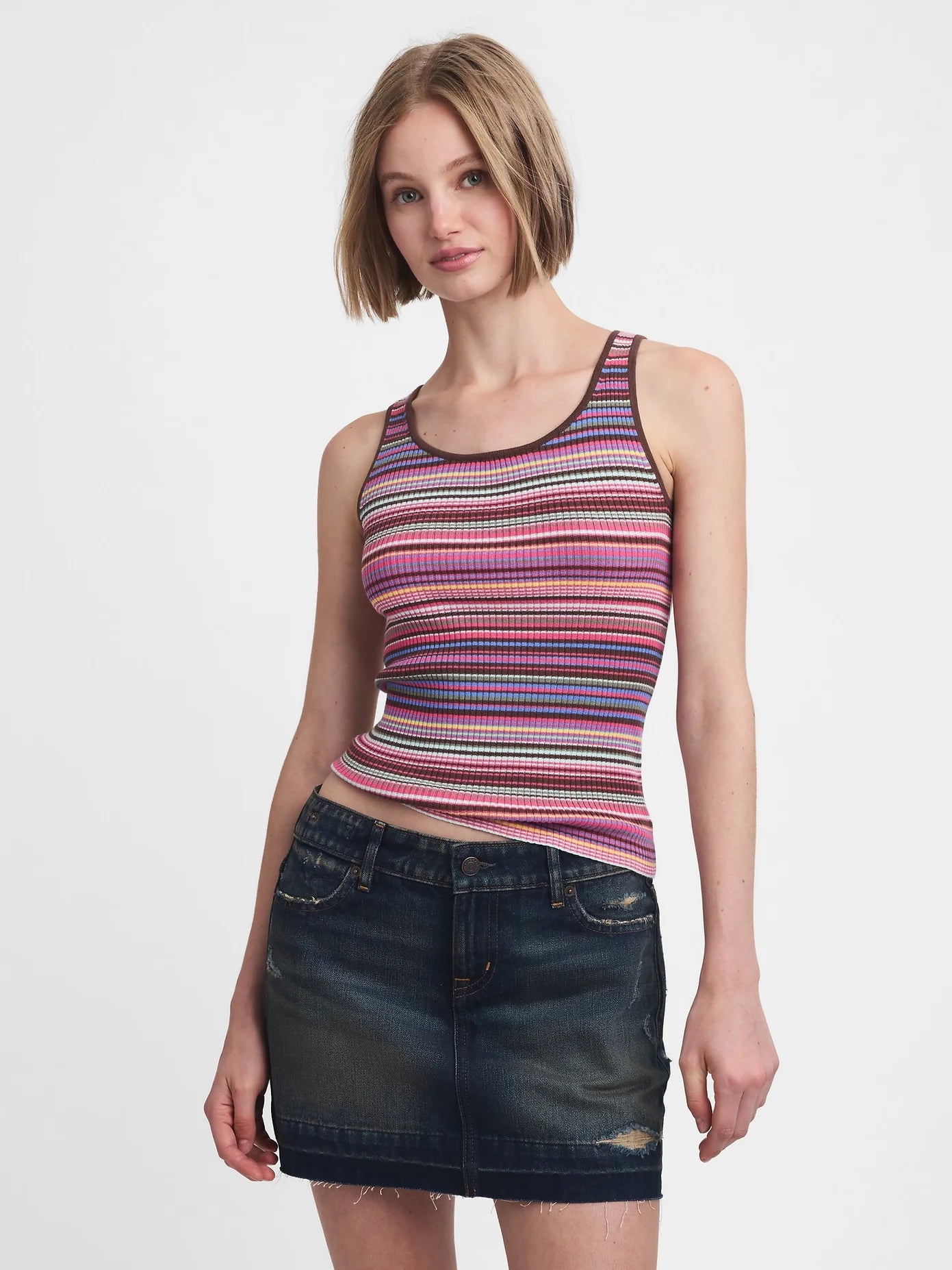 Gap - MadHappy - Stripe Sweater Tank - Mulberry Multi