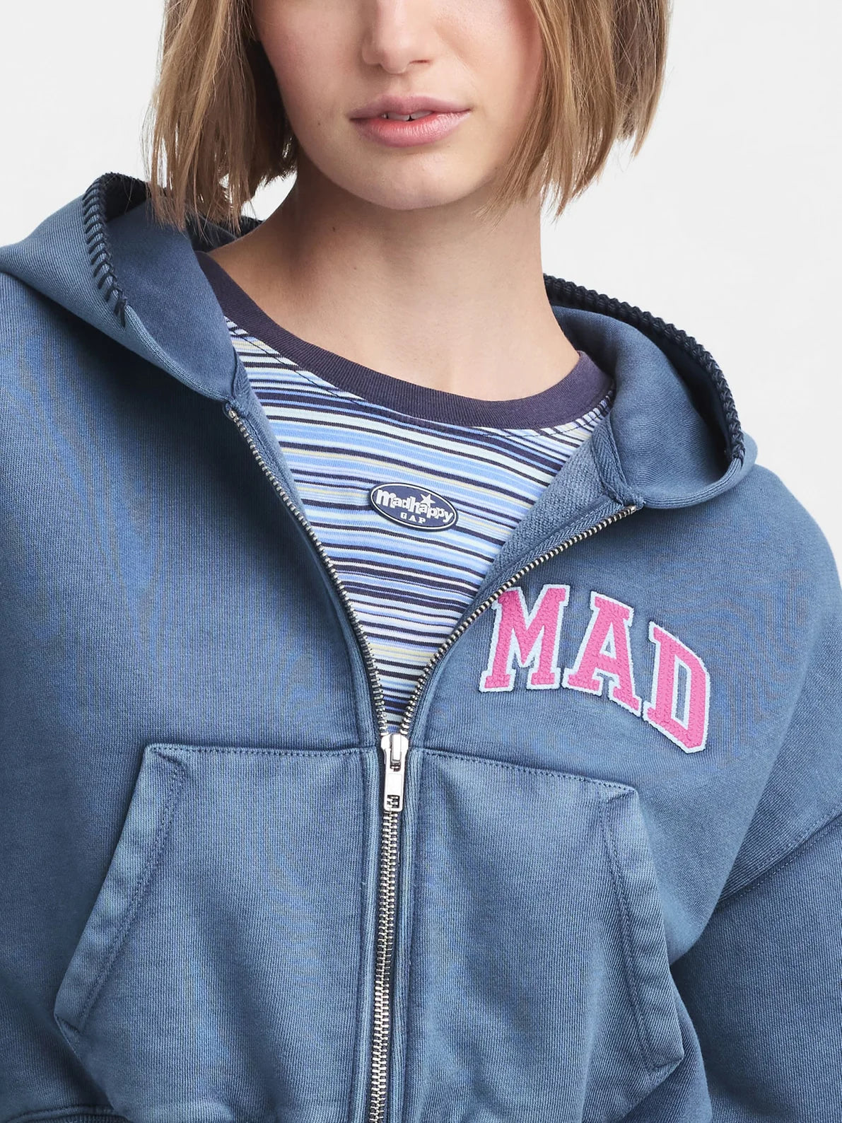 Gap - MadHappy - Full Zip Cropped Mad Hoodie - Navy