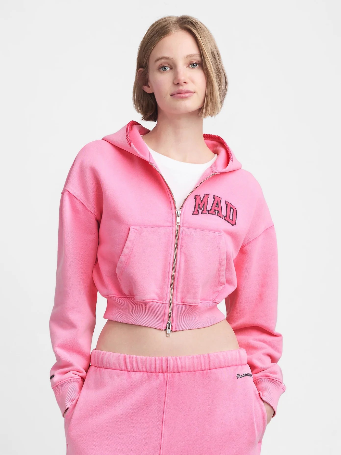 Gap - MadHappy - Full Zip Cropped Mad Hoodie - Pink