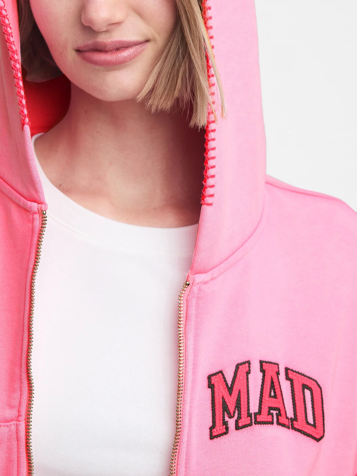 Gap - MadHappy - Full Zip Cropped Mad Hoodie - Pink