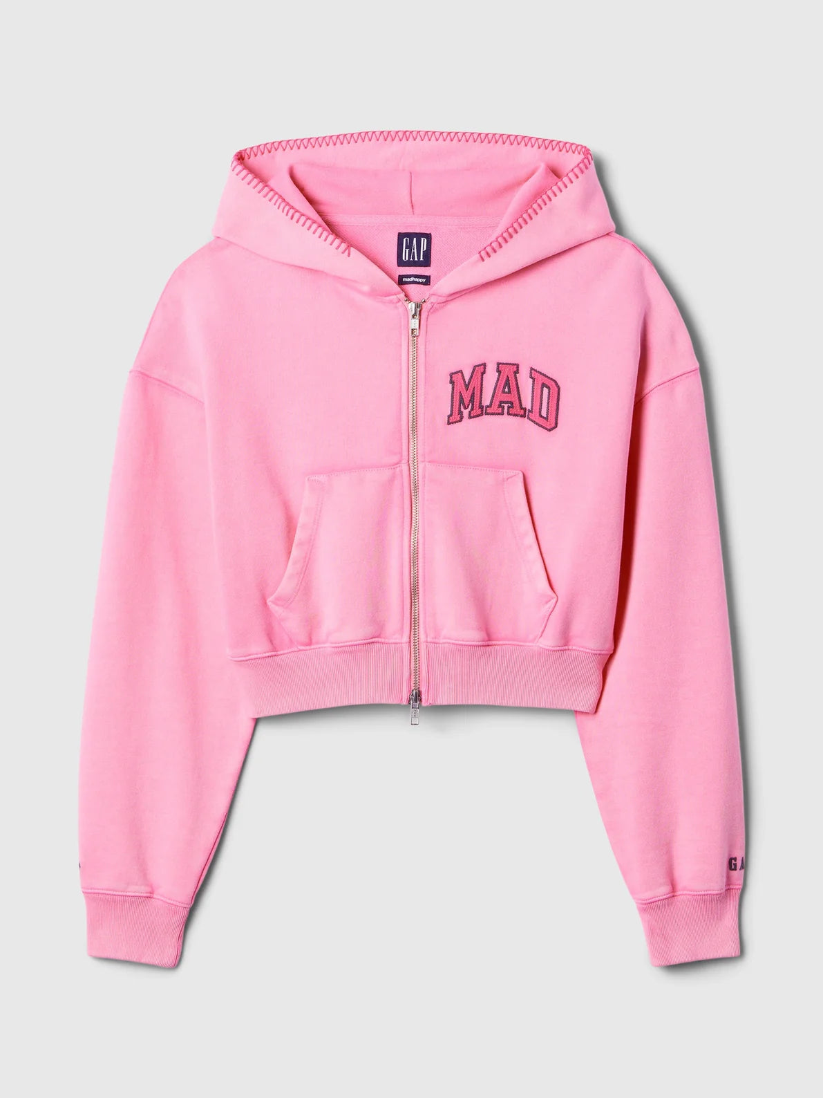 Gap - MadHappy - Full Zip Cropped Mad Hoodie - Pink