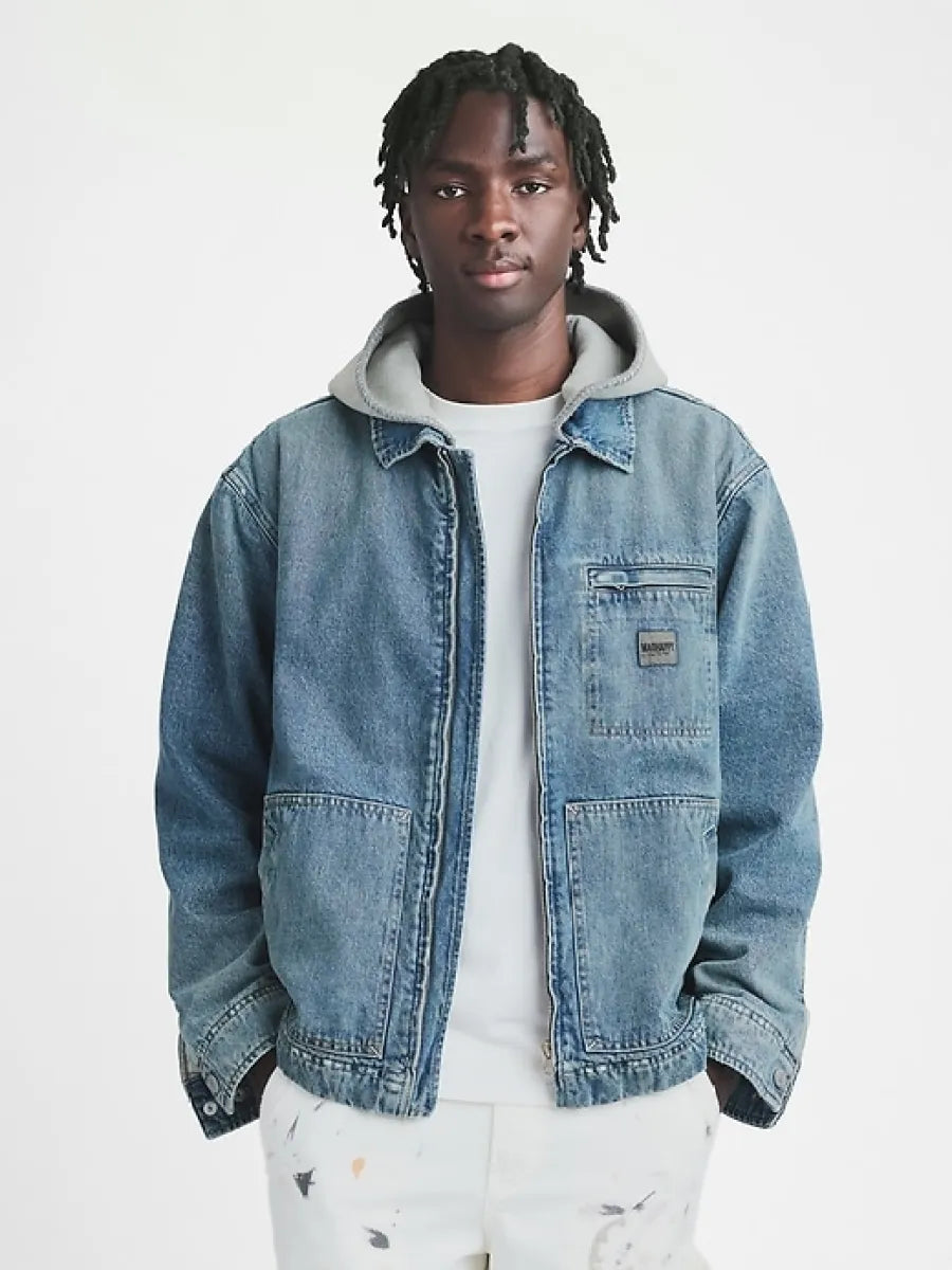 Gap - MadHappy - Denim Jacket Fleece Hood - Medium Wash