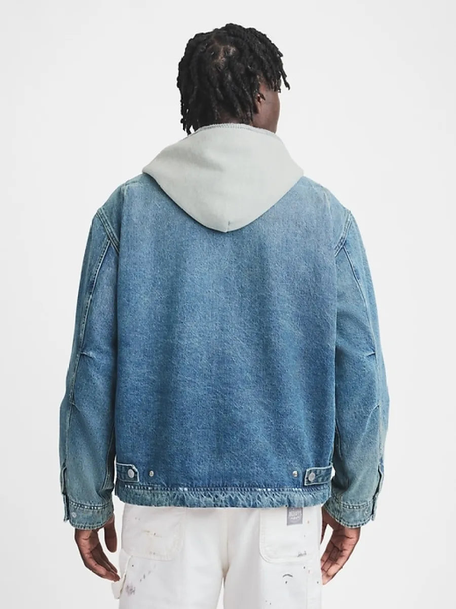 Gap - MadHappy - Denim Jacket Fleece Hood - Medium Wash