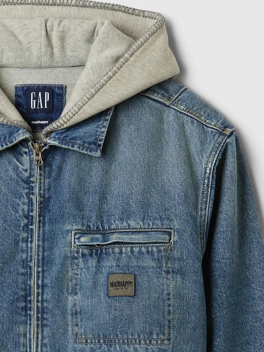 Gap - MadHappy - Denim Jacket Fleece Hood - Medium Wash