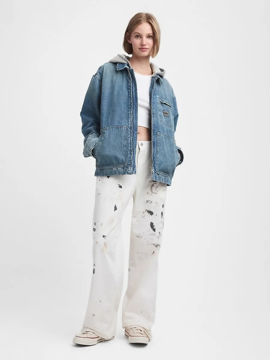 Gap - MadHappy - Denim Jacket Fleece Hood - Medium Wash