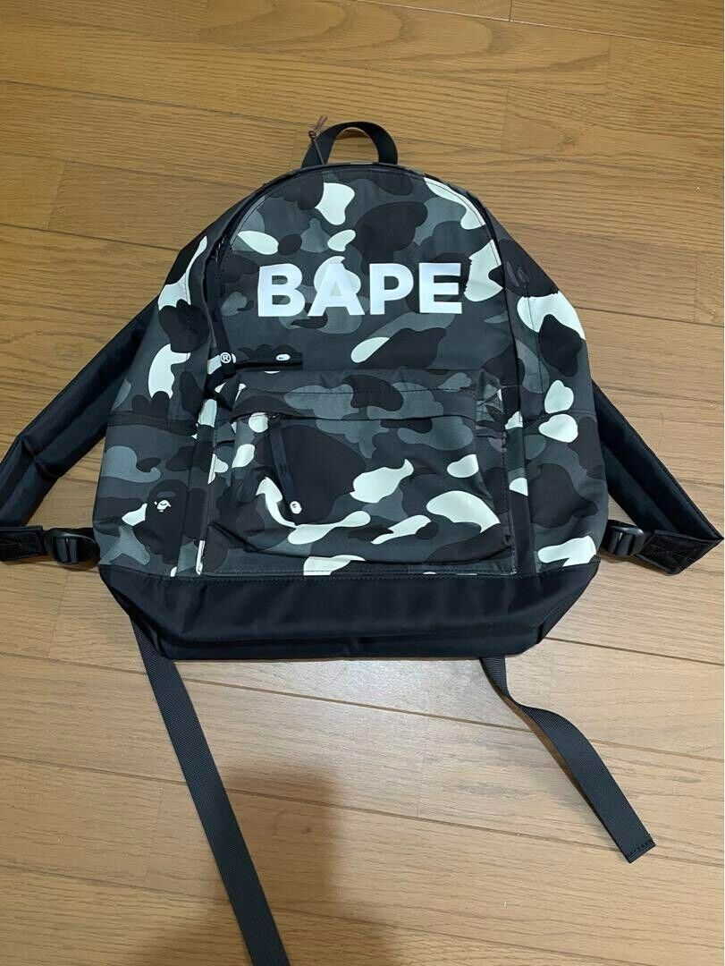 A Bathing Ape BAPE City Camo Backpack Daypack Luminous Print Cotton Black
